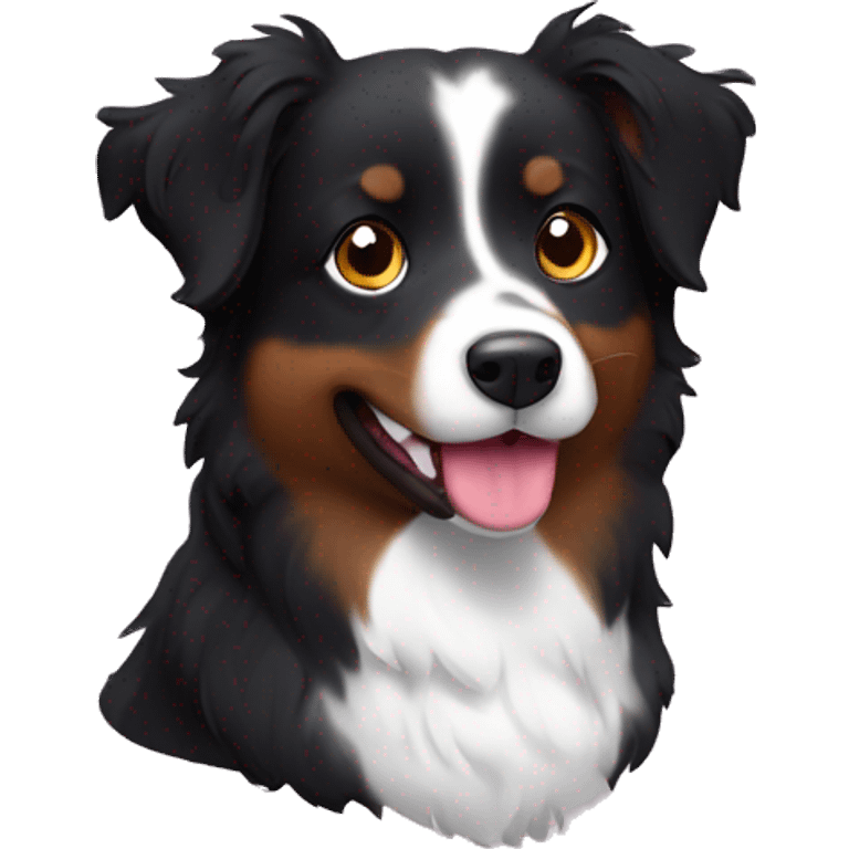 Small black australian shepherd dog with huge maroon heart emoji