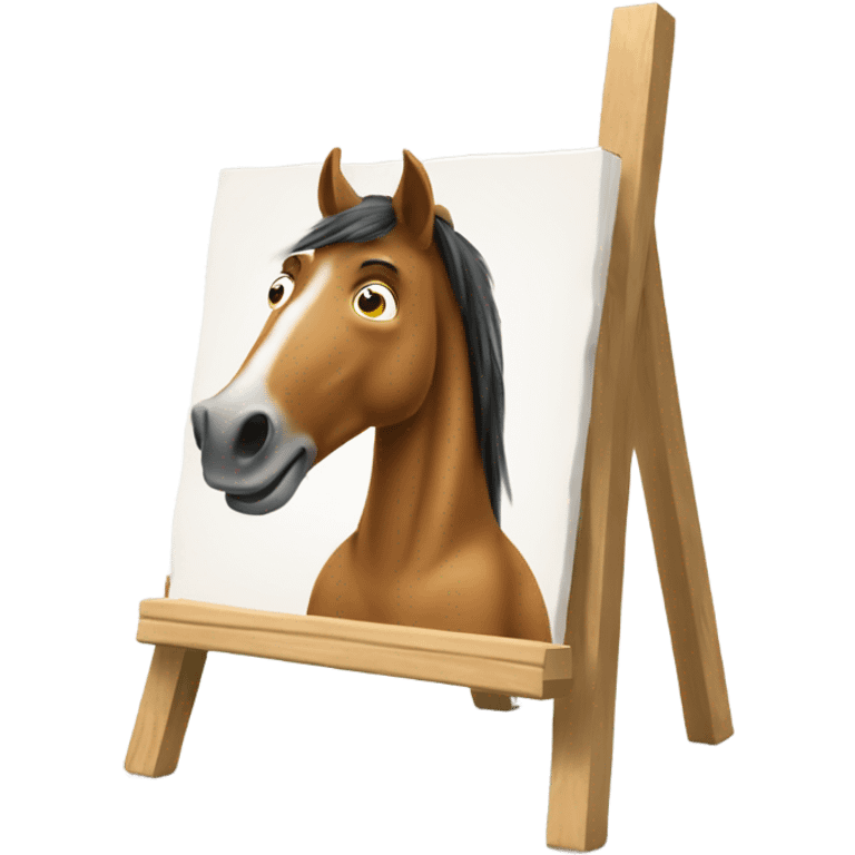 horse painting a picture with a paintbrush and easel emoji