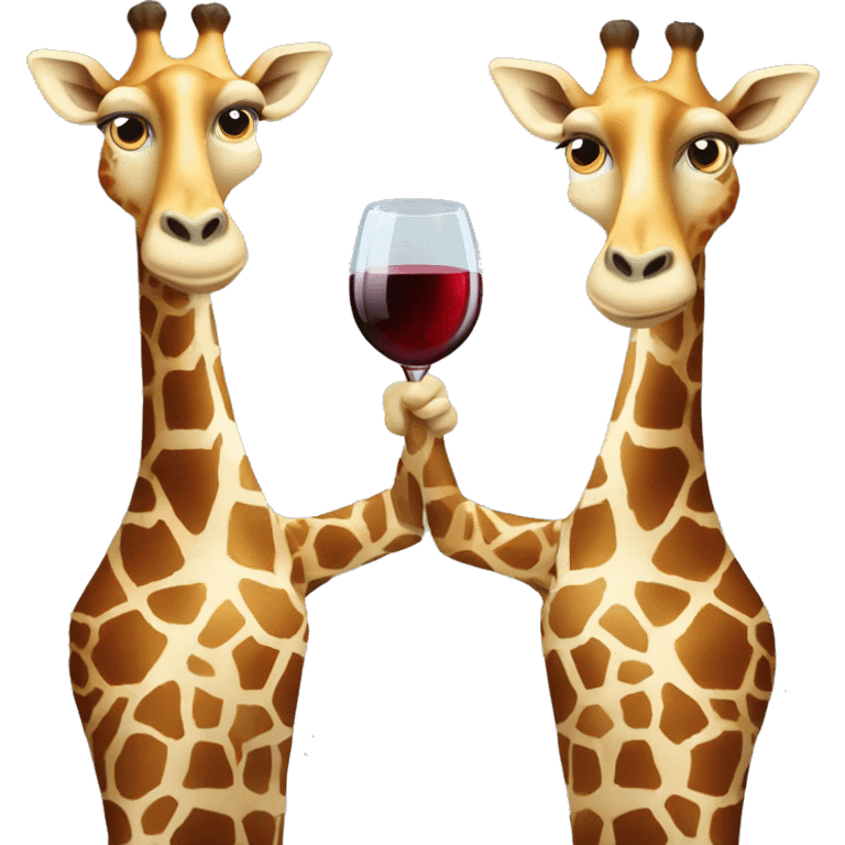 French giraffe holding red wineglass emoji