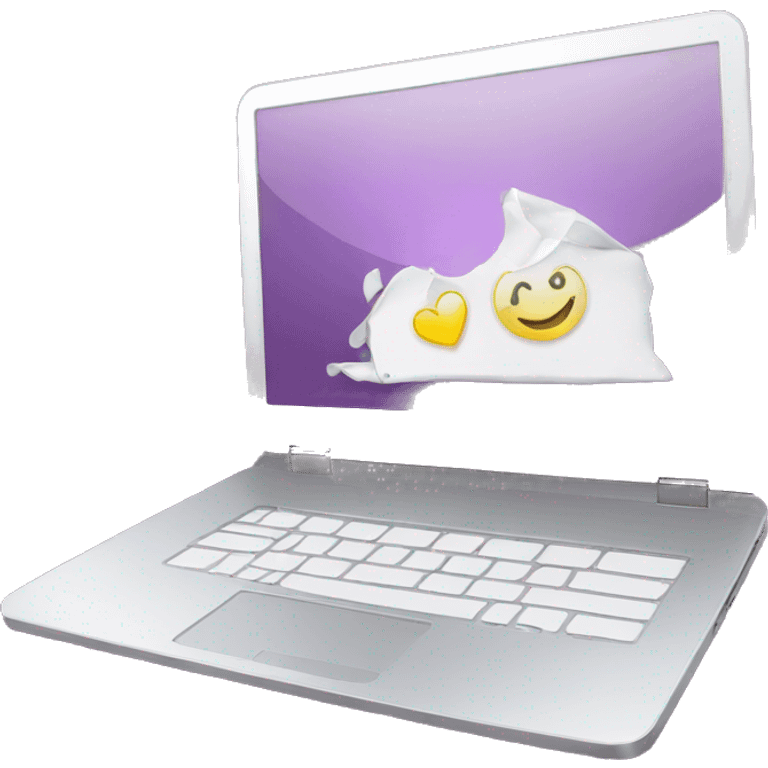 white laptop and sparkling emoji