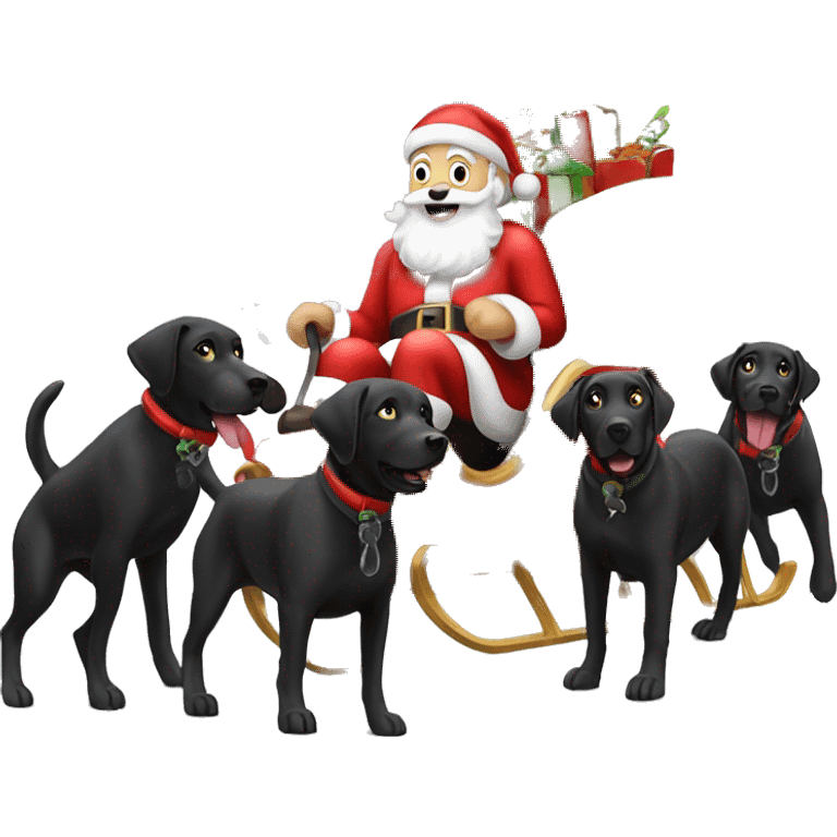 Santa’s sleigh being pulled by black labs emoji