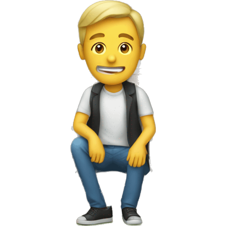 a man is sitting on a house emoji