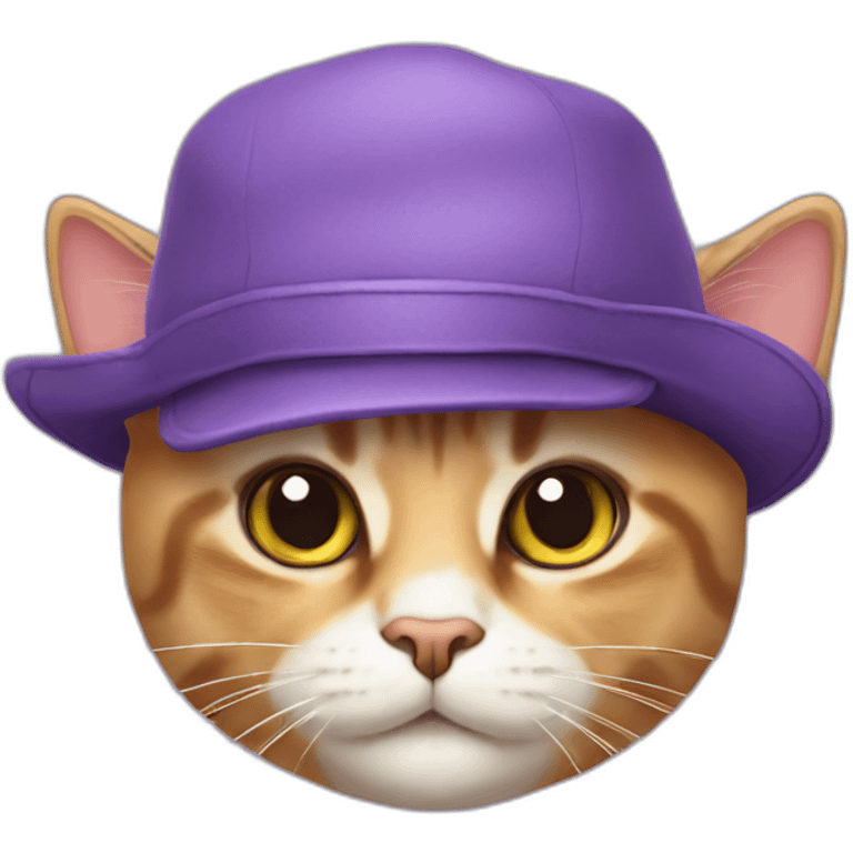 violet colored cat in a cap emoji