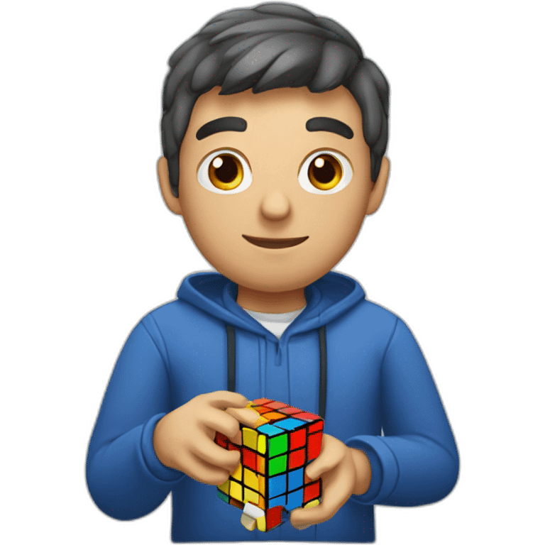 A guy solving rubiks cube emoji