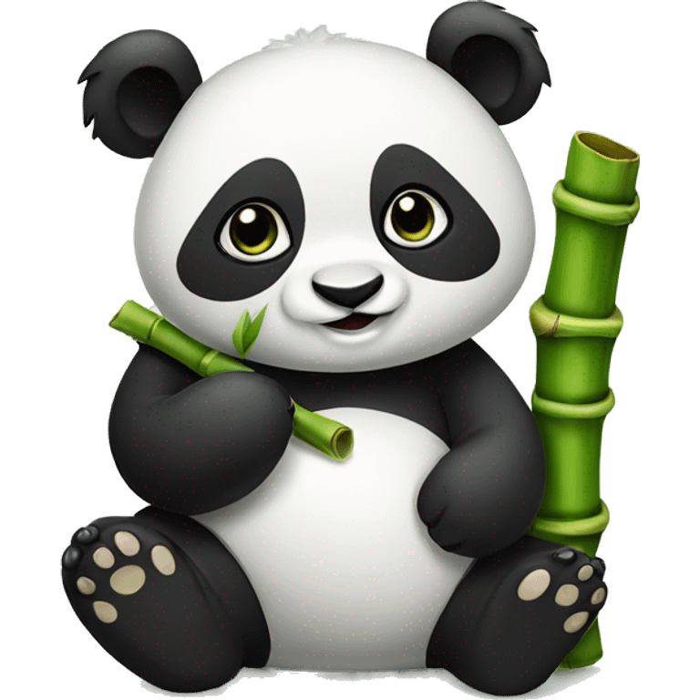 A panda eating a bamboo  emoji