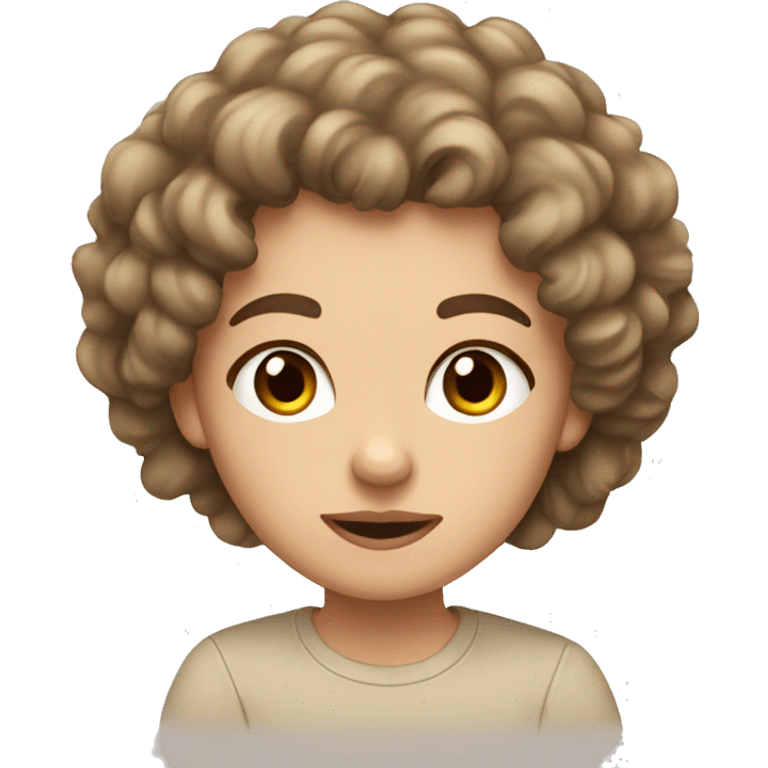 brow hair big curly hair, white girl, beige shirt emoji