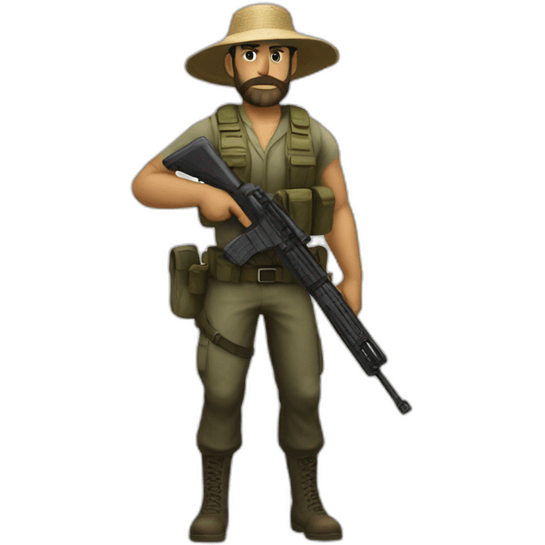 Captain price with a sunhat while holding a rifle full body emoji