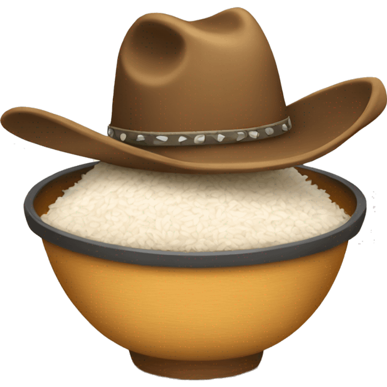 bowl of rice with cowboy hat emoji