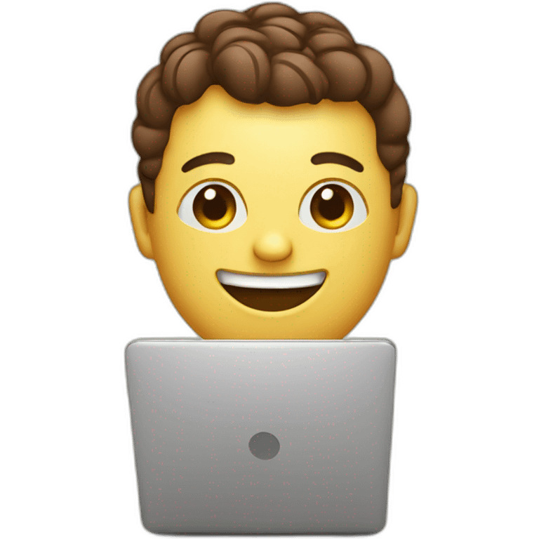 smiling cute coffee mug holding a laptop emoji