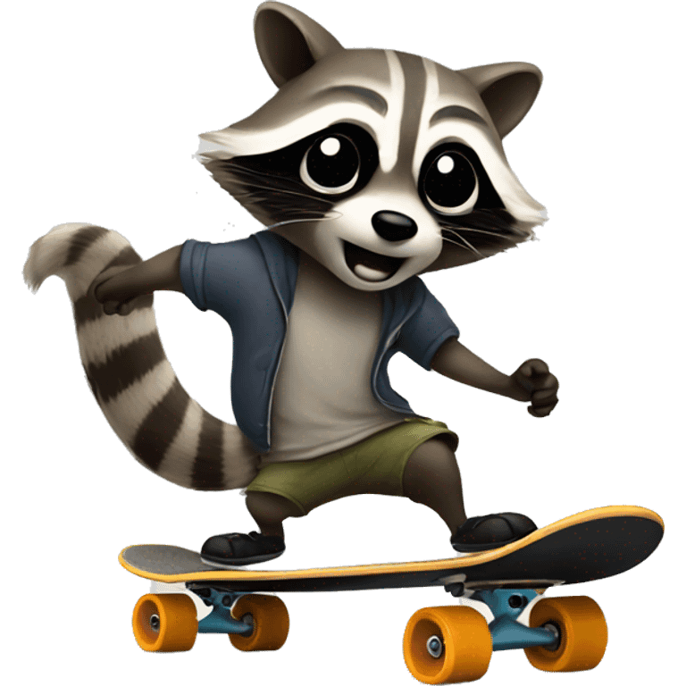 Raccoon on a skateboard  emoji