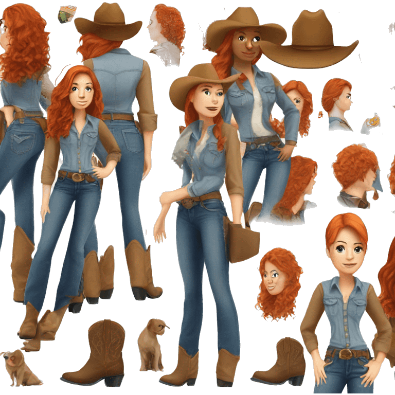 Redhead cowgirl with flare jeans emoji