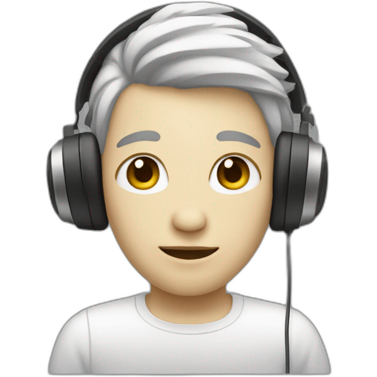 small hair white skin tone person listening to music  emoji