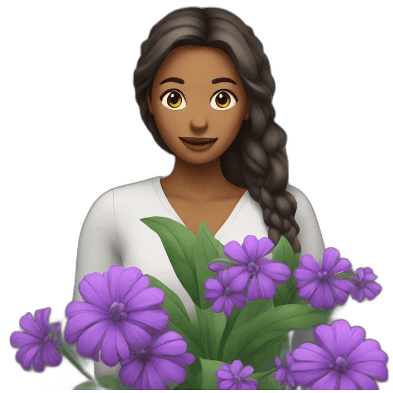 Purple flowers with woman emoji