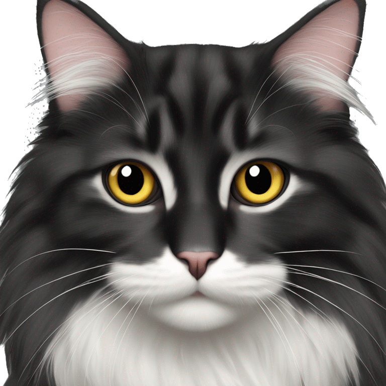 Black Norwegian forest cat with white chest spot emoji