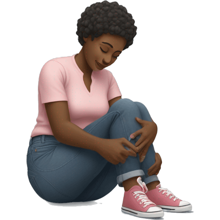 Black woman putting on shoes emoji