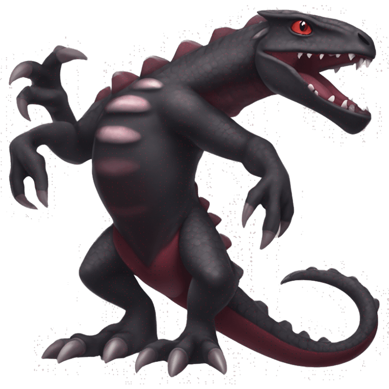 cool edgy black and maroon Dark-type nargacuga Salazzle  Salandite reptile Pokémon full body emoji