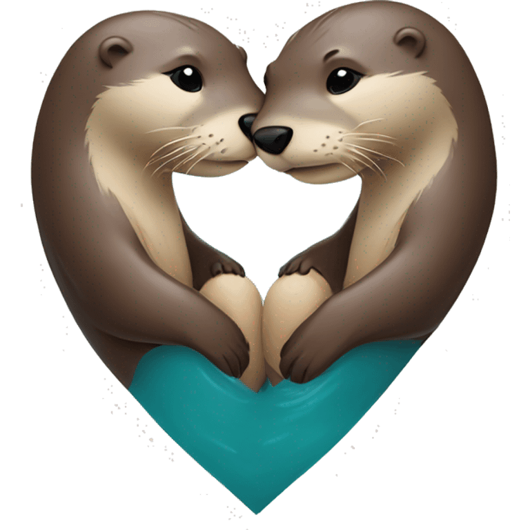 Two otters creating a heart emoji