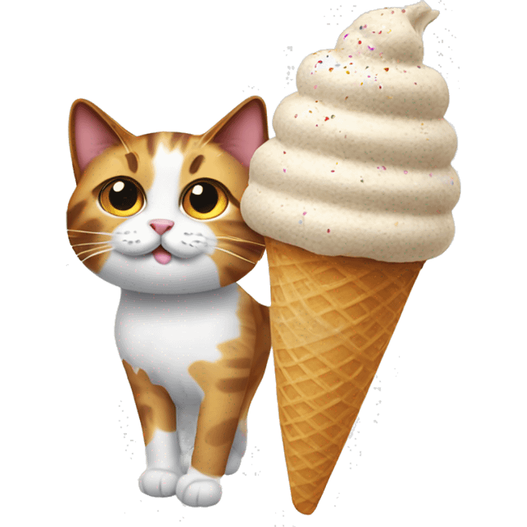 Icecream with calico cat emoji