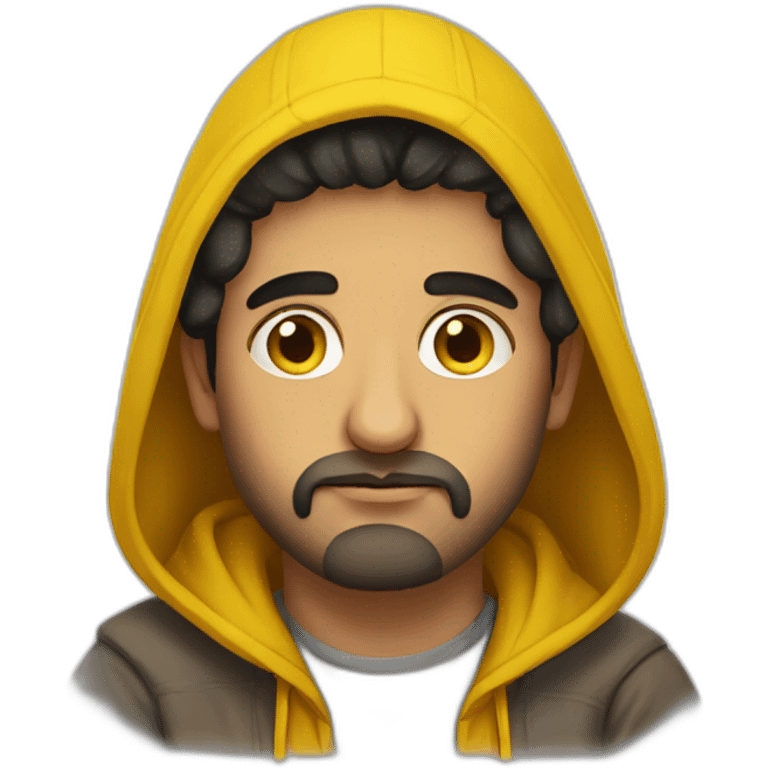 Armenian men  with yellow hoodie with sleepy face emoji