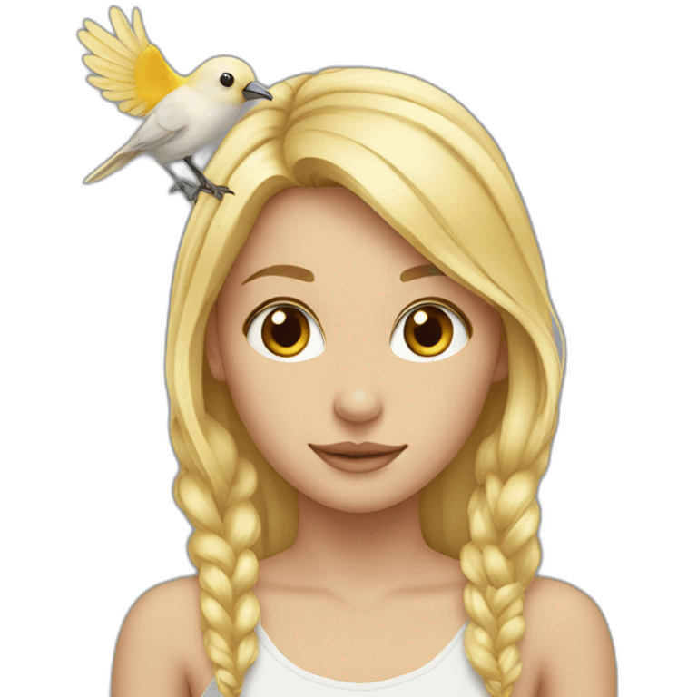 blond girl with a bird on her head emoji