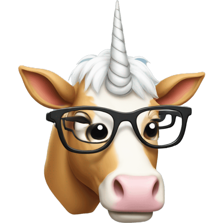 Heffer with unicorn horn and glasses emoji