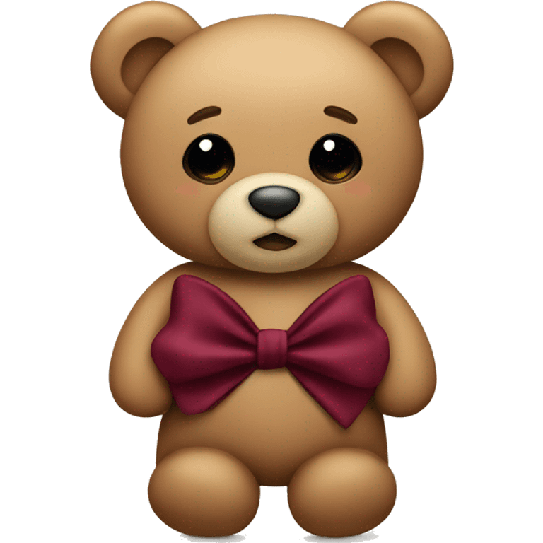 Teddy bear with burgundy bow emoji