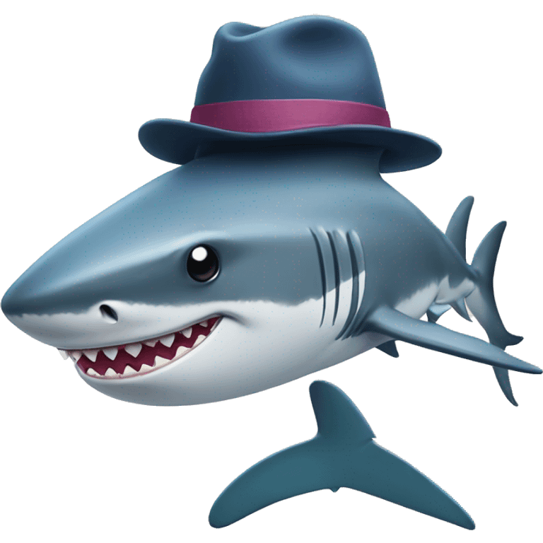 Shark with  hat is  emoji