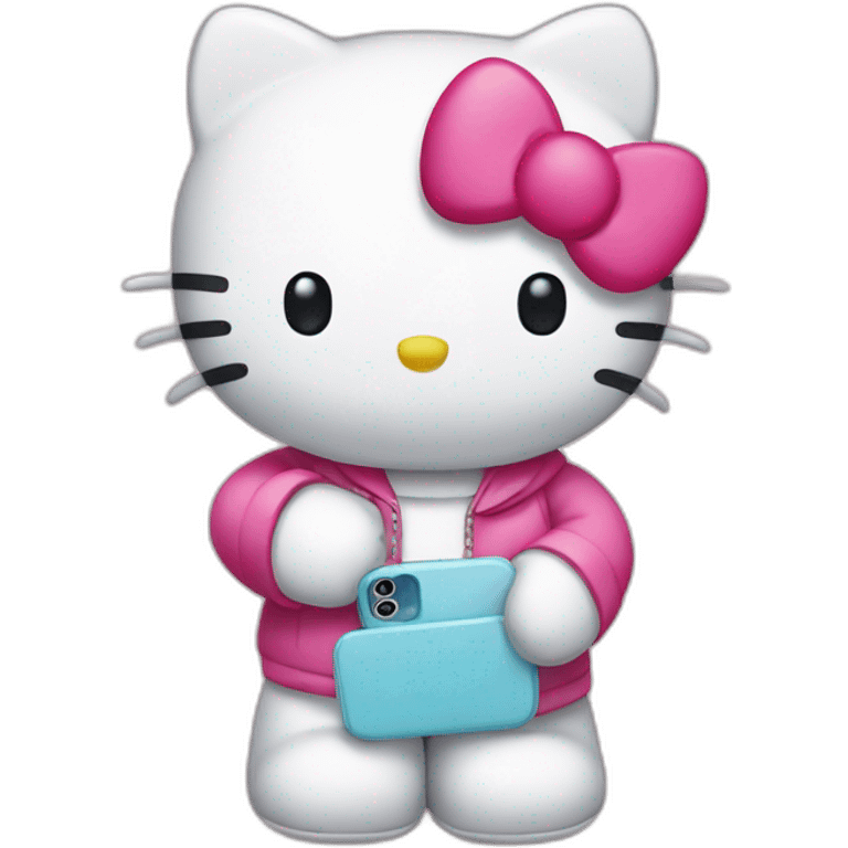 Hello kitty with an iphone emoji