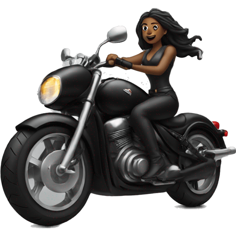 Goddess Riding a Motorcycle in Black emoji