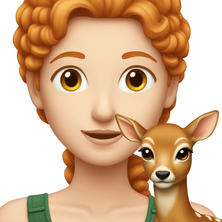 Beautiful ginger lady with a fawn  emoji