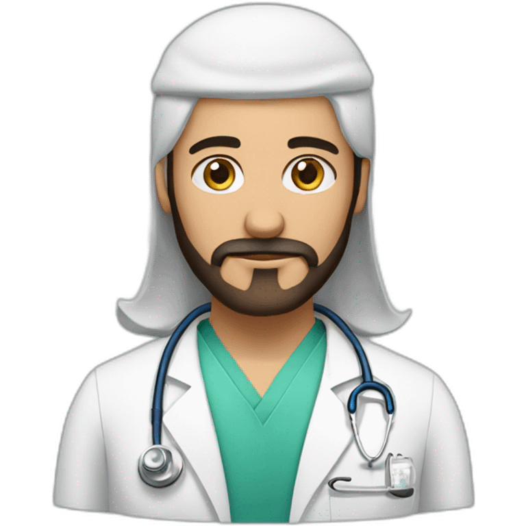 Arab medical doctor with trimmed beard almost not visible emoji