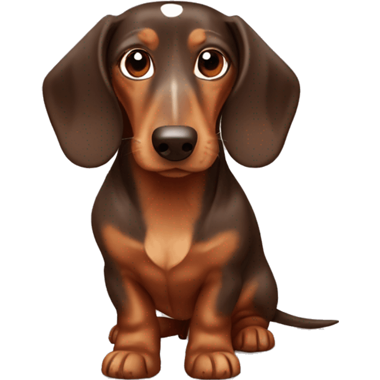 Brown dachshund with white spots long hair  emoji