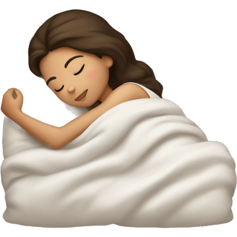 brunette girl sleeping cozy emoji