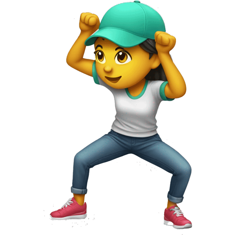 A girl dabbing emoji