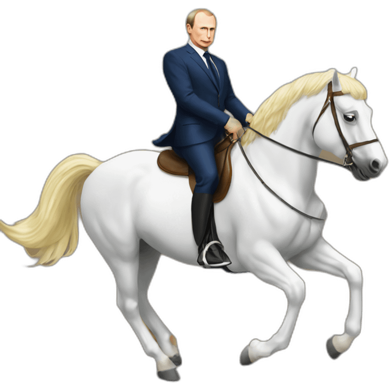 putin riding a horse but the horse is macron emoji