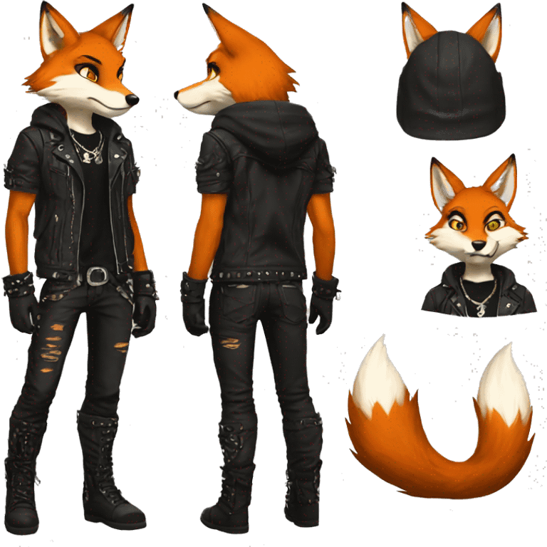 Anthro Punk Fox Full body emoji