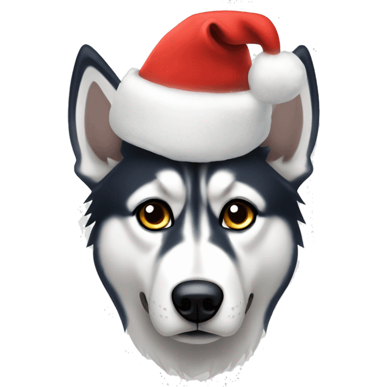 unamused husky christmas hat emoji