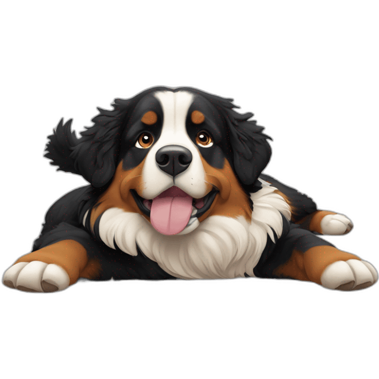 bernese mountain dog is lying on its back emoji