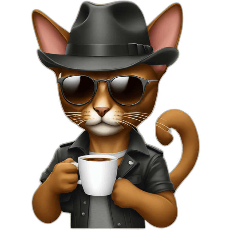 gangster-with-a-Abyssinian cat-gun-and-sunglasses-drinking-coffee emoji