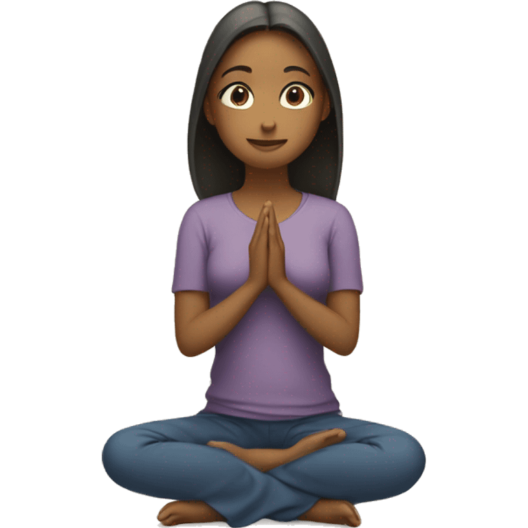 A girl is sitting on a lotus, hands folded in prayer. emoji