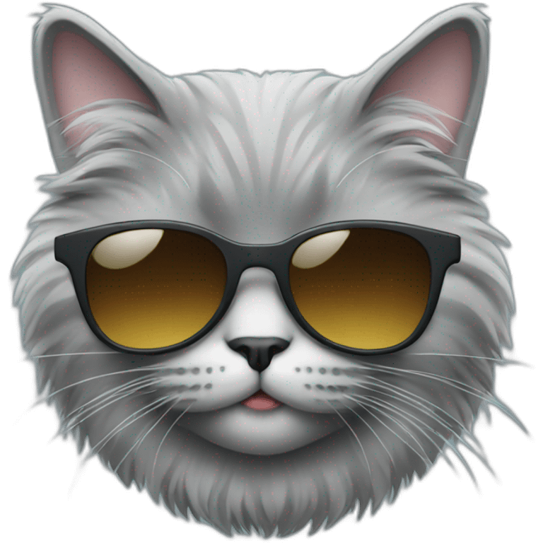 Grey fluffy cat with sunglasses  emoji