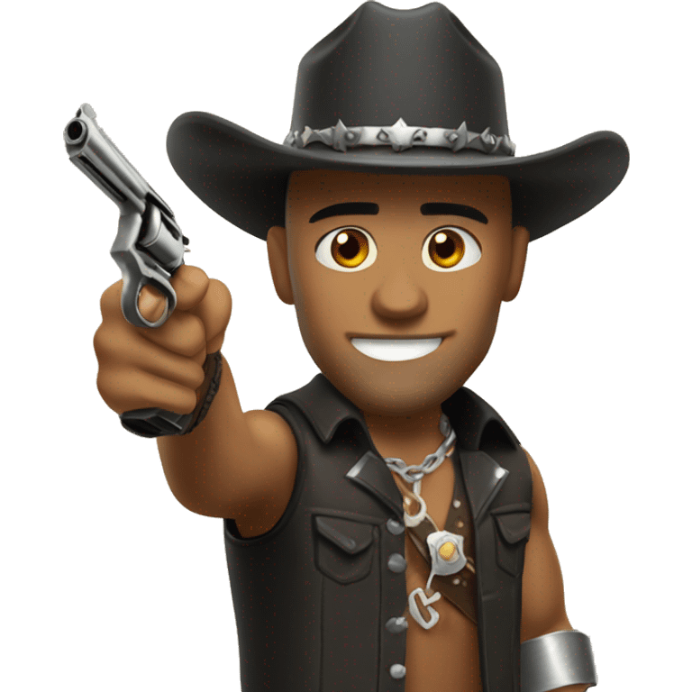 The Rock wearing cowboy hat and holding revolver emoji