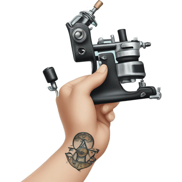 a hand holding a tattoo machine emoji