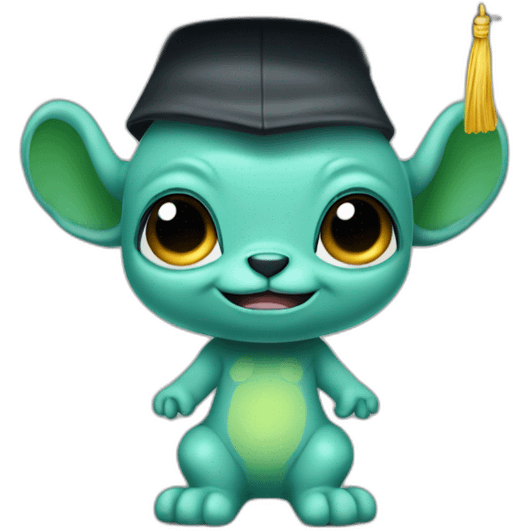 cutie alien whole body similar to stitch with a college mortarboard emoji