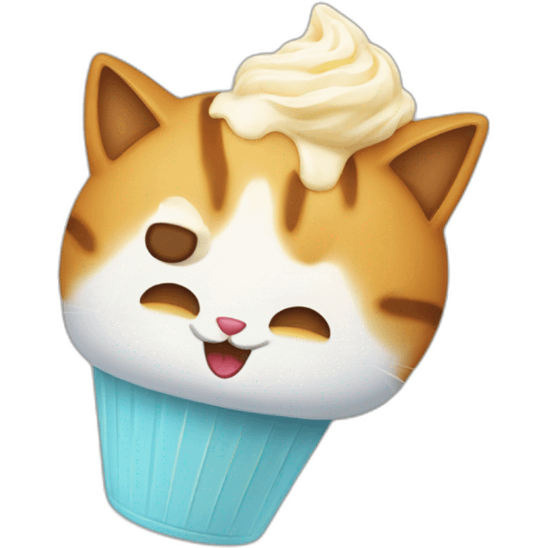 un chat qui mange une glace emoji