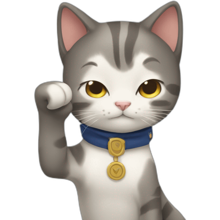 Saluting cat anime theme emoji