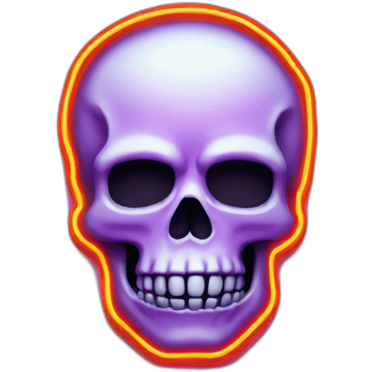 skull shape neon sign style emoji