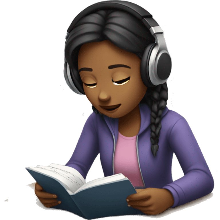 girl with headphones writing  emoji