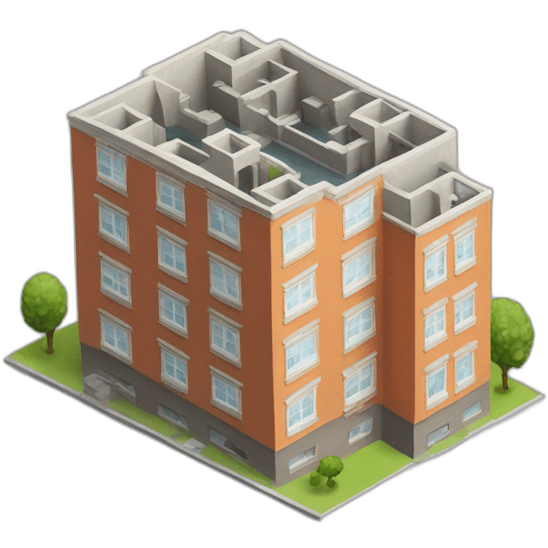 apartment building model isometric emoji