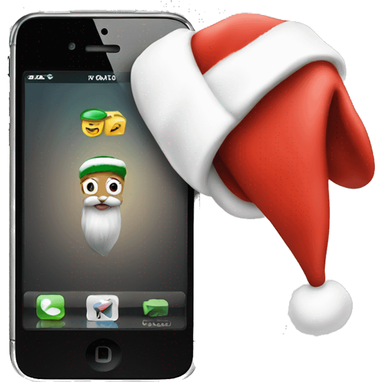 iPhone with Santa hat emoji